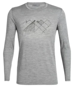 Icebreaker Men's Tech Lite Long Sleeve Crew Geo Mountain