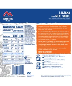 Mountain House Adventure Meal: Lasagna W/ Meat Sauce FOOD